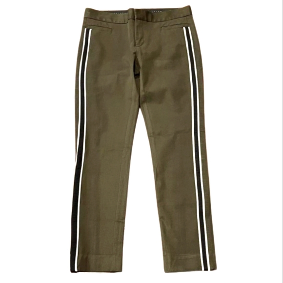 Banana Republic Olive Green Navy Side Striped Pants Size 10 - Picture 1 of 10